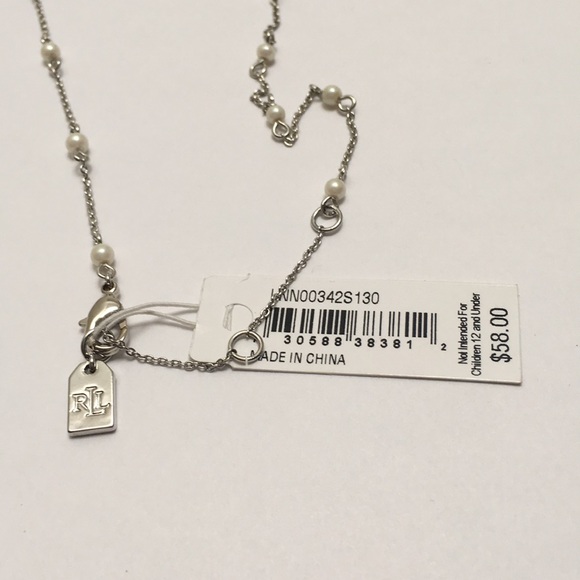 Silver-Tone Crystal and Pearl Pendant Necklace - Picture 3 of 5